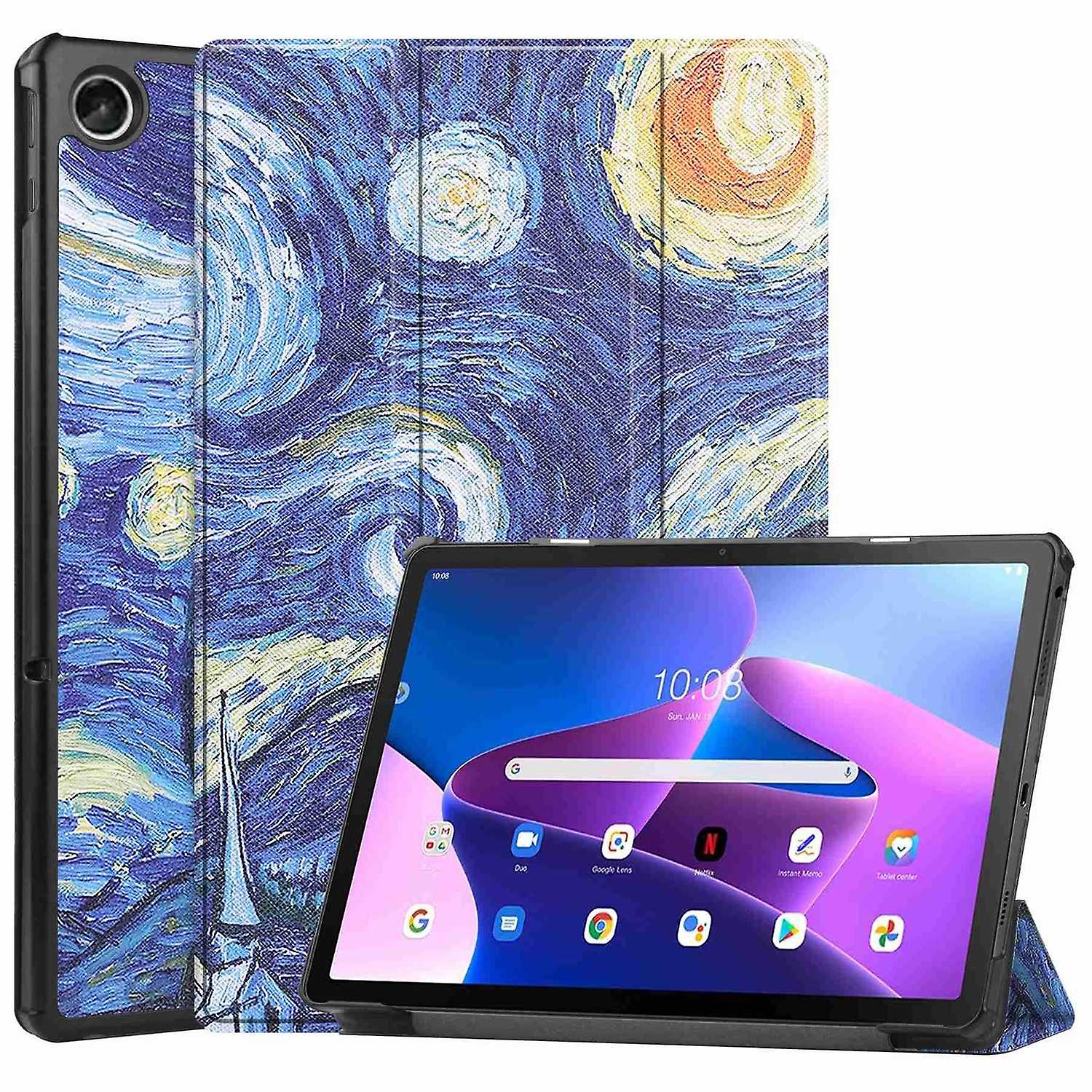 For Lenovo Tab M10 Plus (Gen 3) Stand Tablet Case with Auto Sleep/Wake - Starry Night