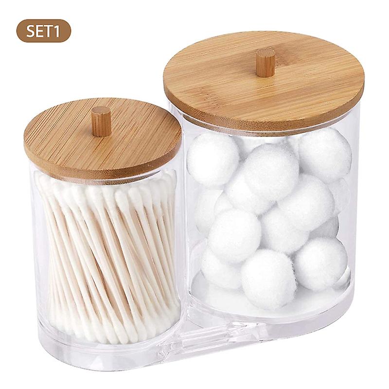 Makeup Cotton Pad Organizer Storage Box For CottonSwab Container with Bamboo Lid