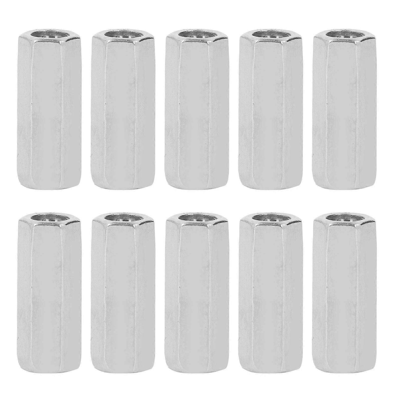 10Pcs 304 Stainless Steel Hex Coupling Nuts Rod Connector M8 Thread Fastener Accessory