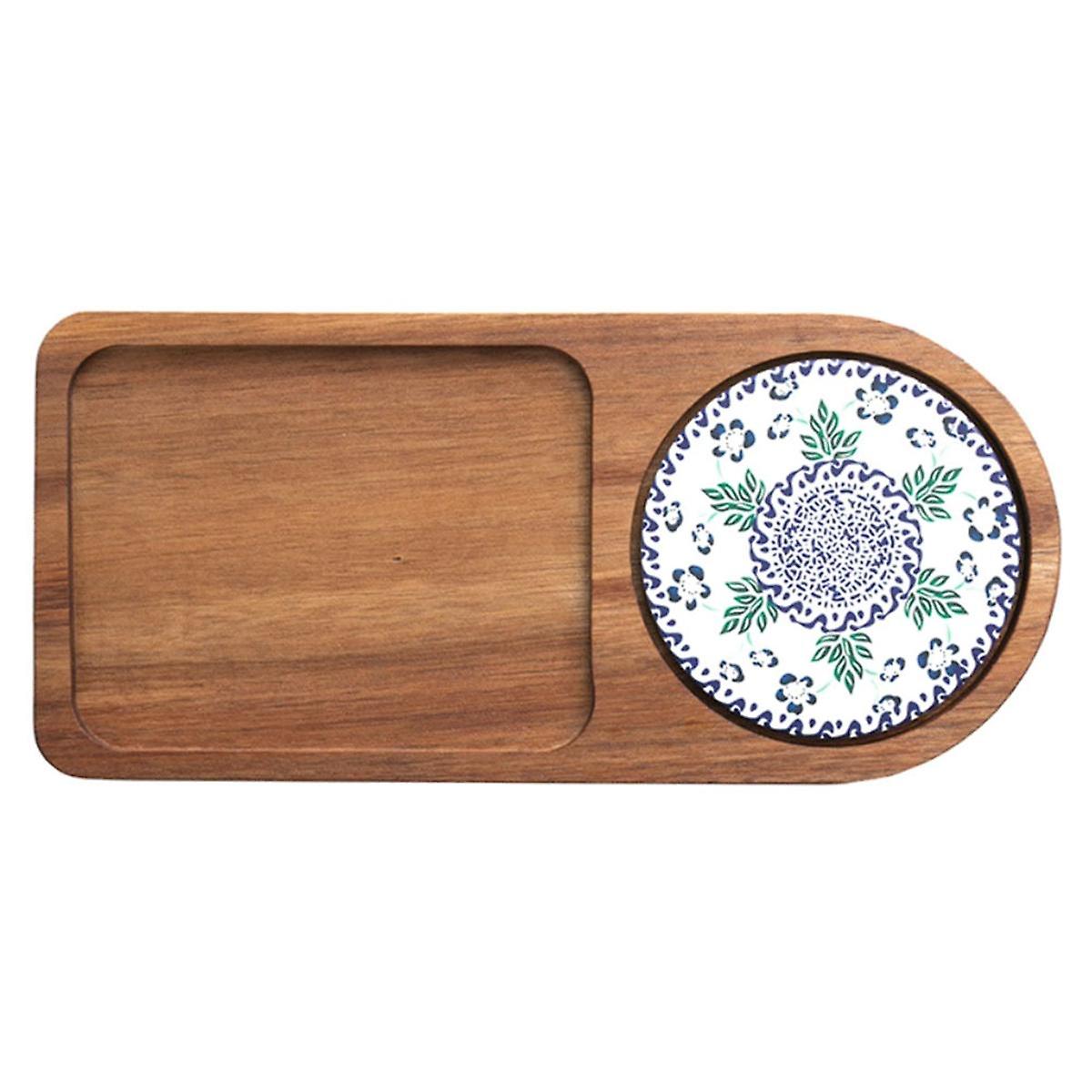 Coffee Tray Wood Plate Breakfast Tray for Serving Food Hospitality Coffeeware Teaware Decor Table D