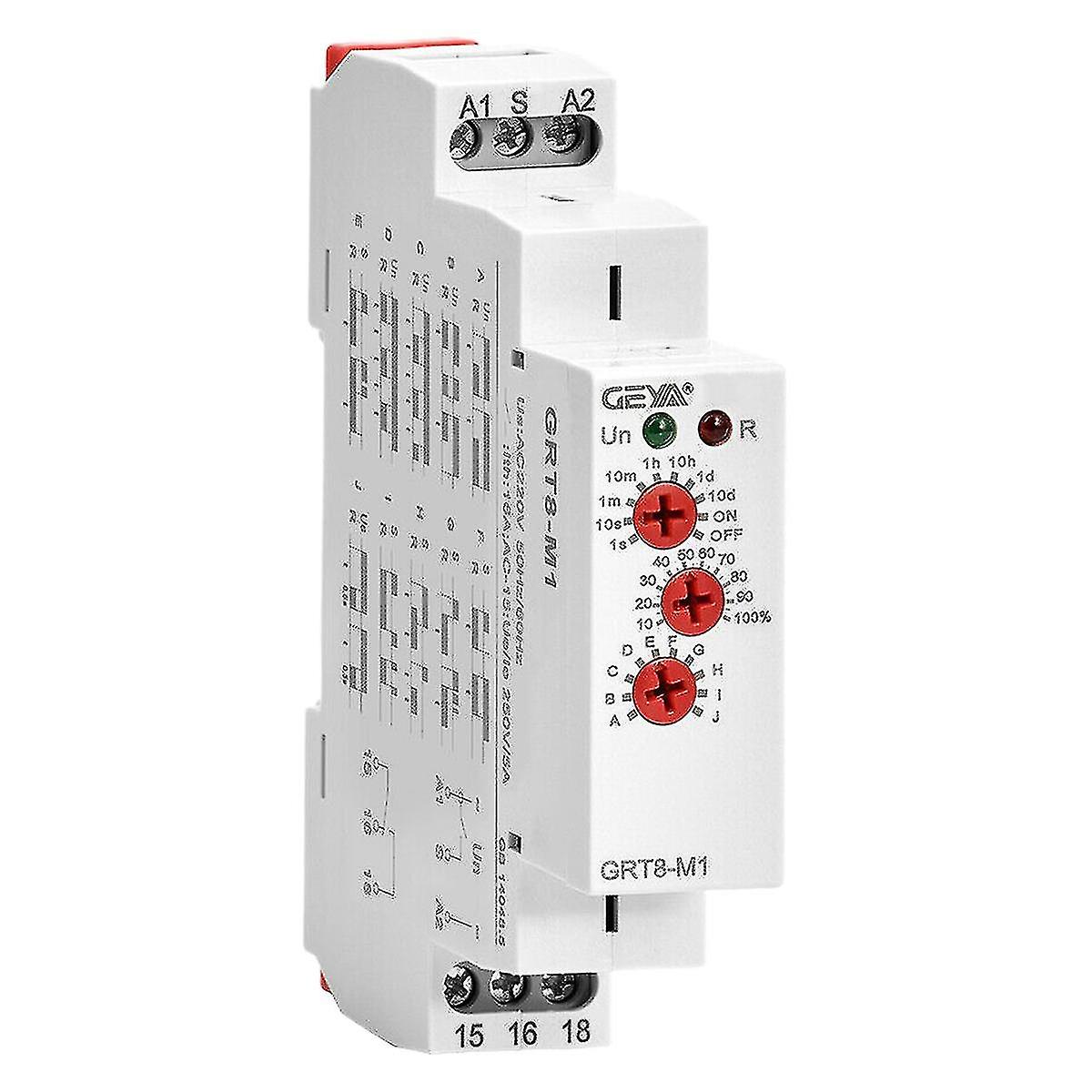 Geya Grt8-m1 On Off Time Delay Releu 16A Ac / DC12V-240V Multifuncțional Din Rail Releu automat de temporizator-yuyu