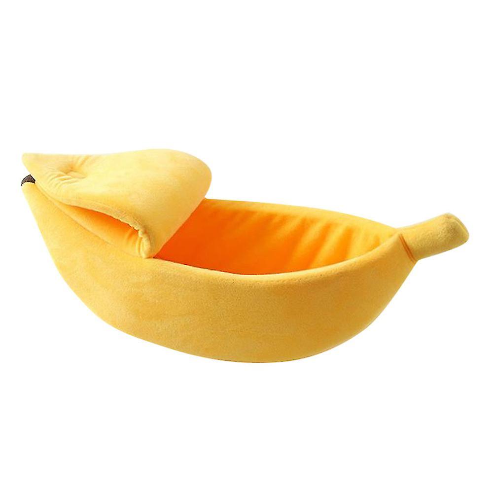 Small Pet Bed Banana Shape Fluffy Warm Soft Plush Breathable Bed Banana Cat Bed
