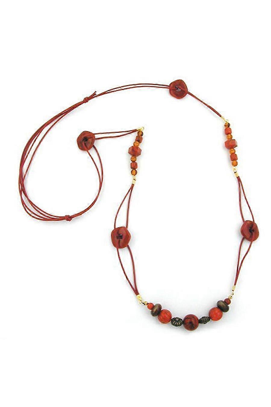 Necklace Brown Beads 100cm - Gl02635