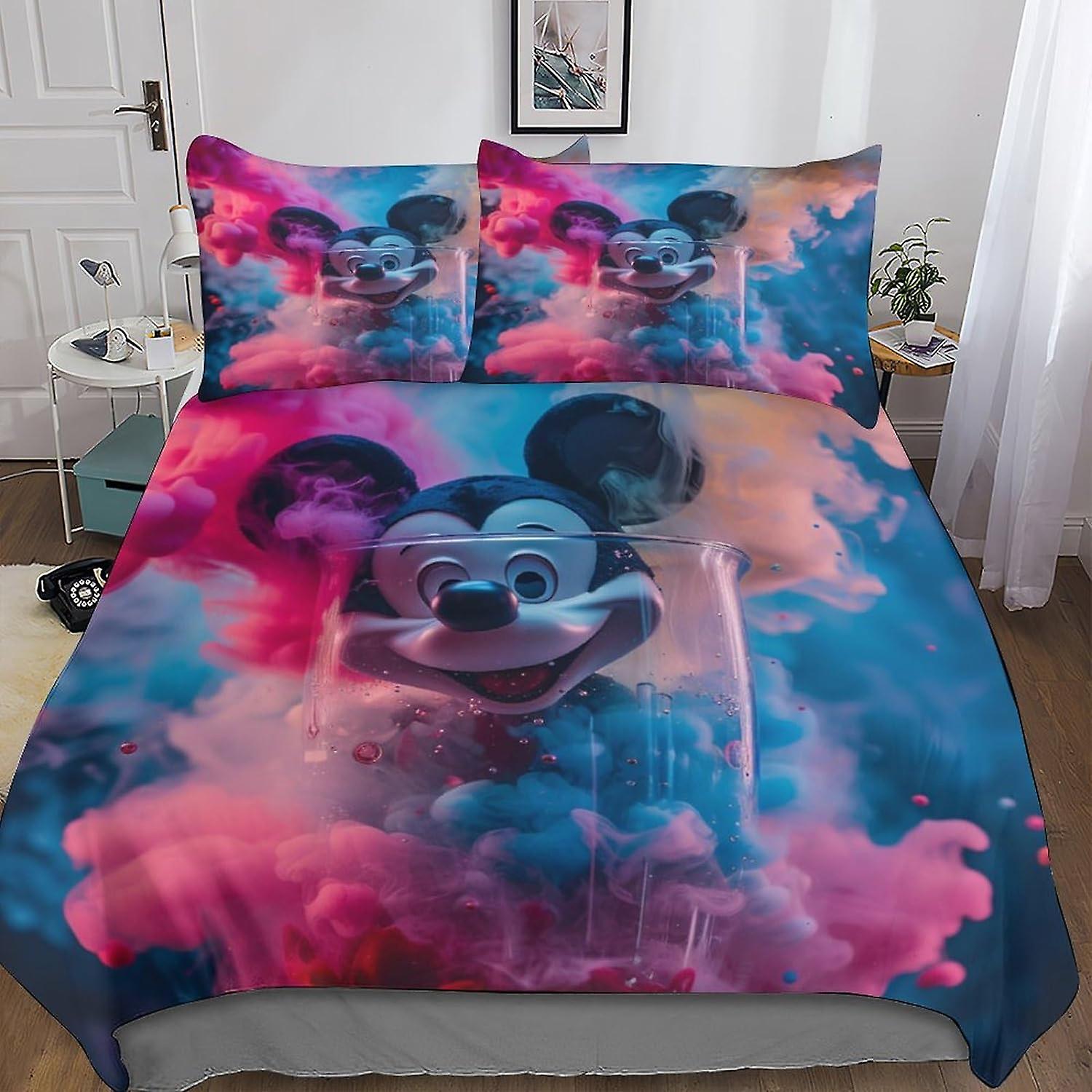 DSJackson Mickey Mouse Deluxe Comforter Cover Set with Hidden Zipper Closure - Premium Microfiber Cartoon Bedding, Complete 3-Piece Set with Pillowcas