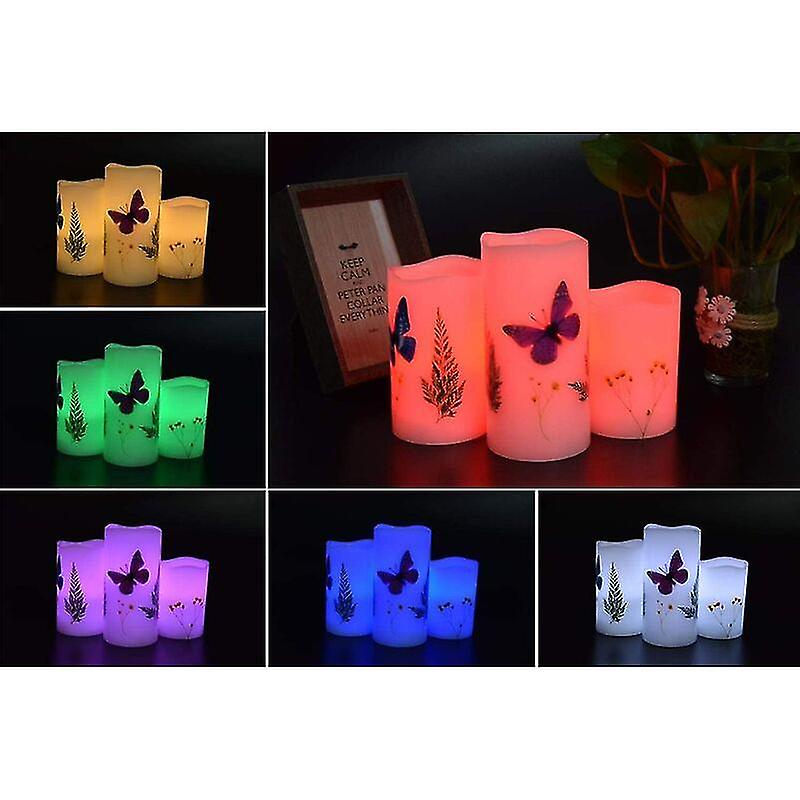 Set of 3 LED Candles Battery Powered Unscented LED Paraffin Wax Flameless Candles