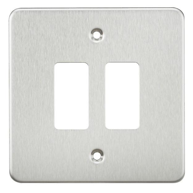 Knightsbridge Flat plate 2G grid faceplate - brushed chrome - GDFP002BC