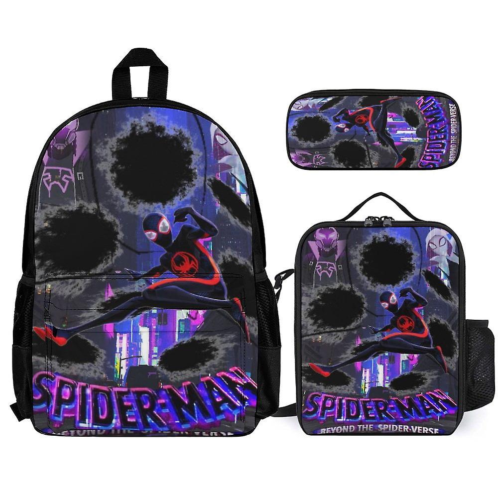 الرجل العنكبوت 3 قطع حقائب الظهر مجموعات مع حقيبة الغداء ومقلمة