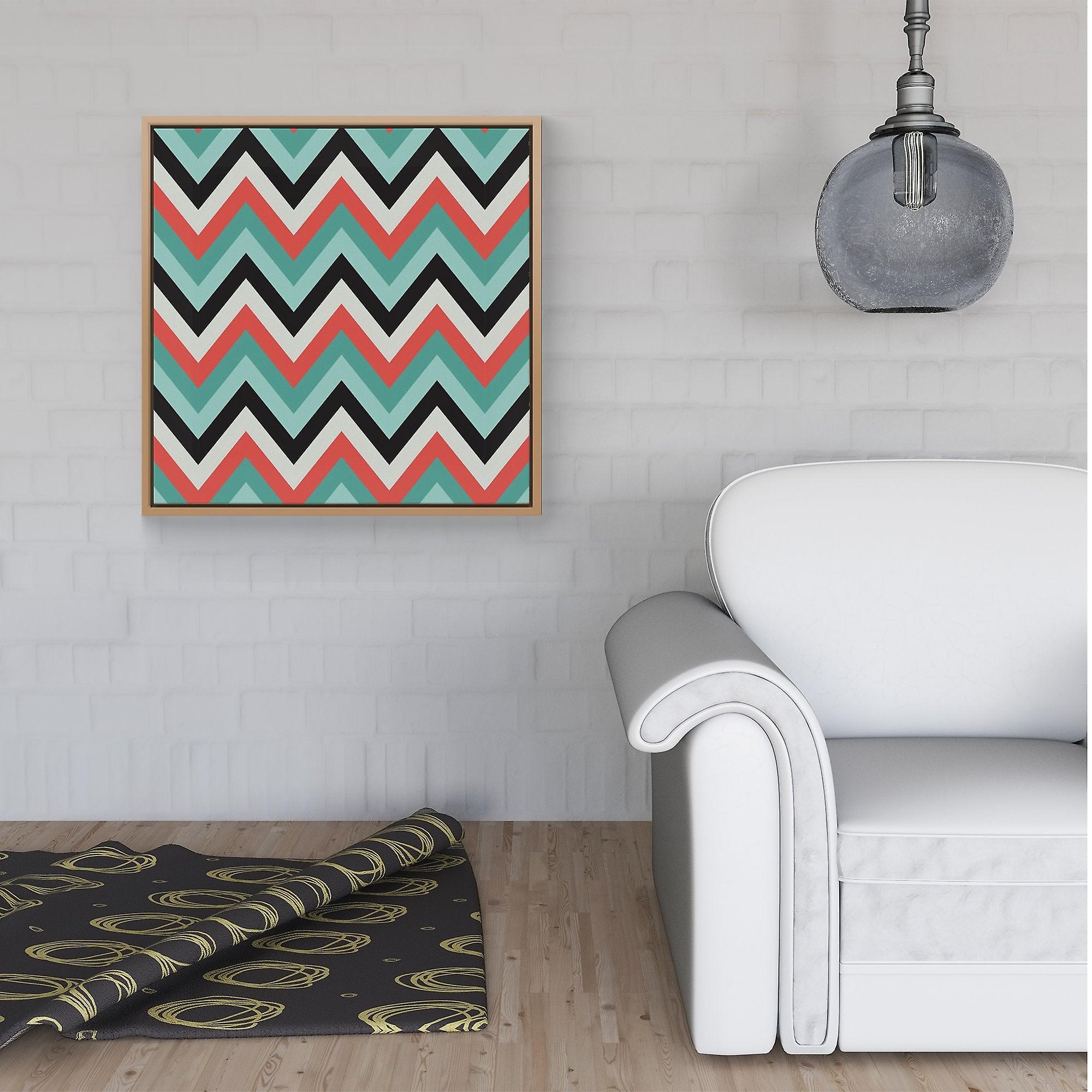 Geometric Colored Chevron Pattern Framed Canvas