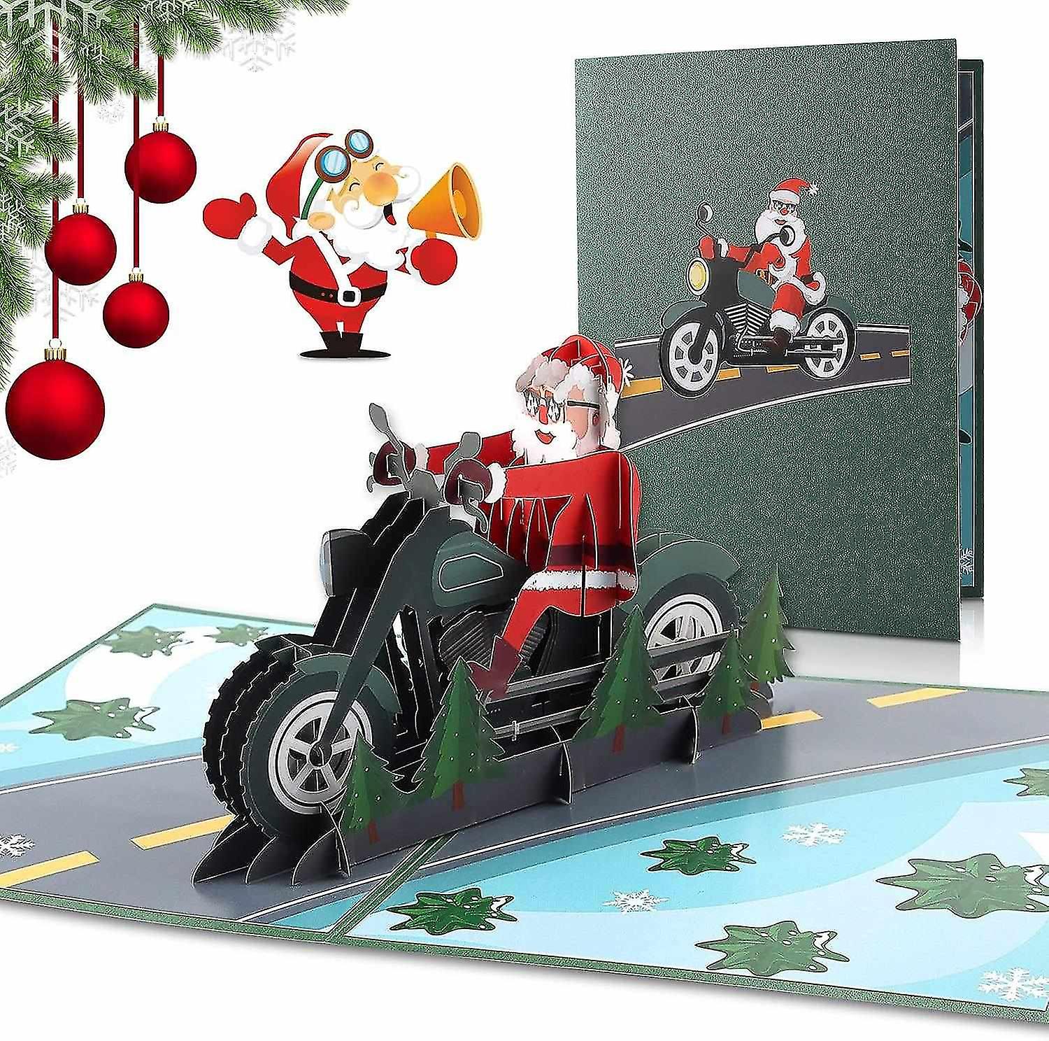 2 old 3D locomotive three-dimensional greeting cards, Christmas cards with envelopes, Merry Christma