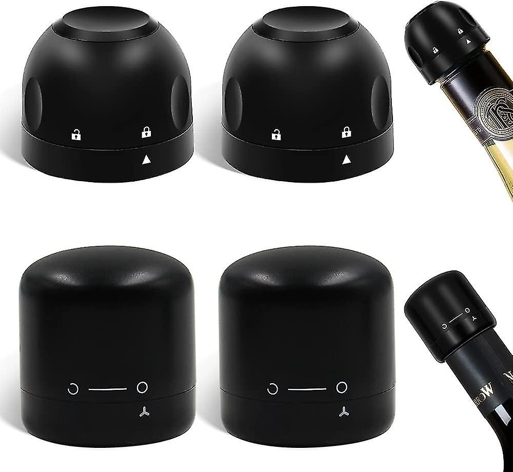 Wine and Champagne Bottle Stopper, 4 Pieces Reusable Wine Cork Stopper with Twist Switch, Silicone S