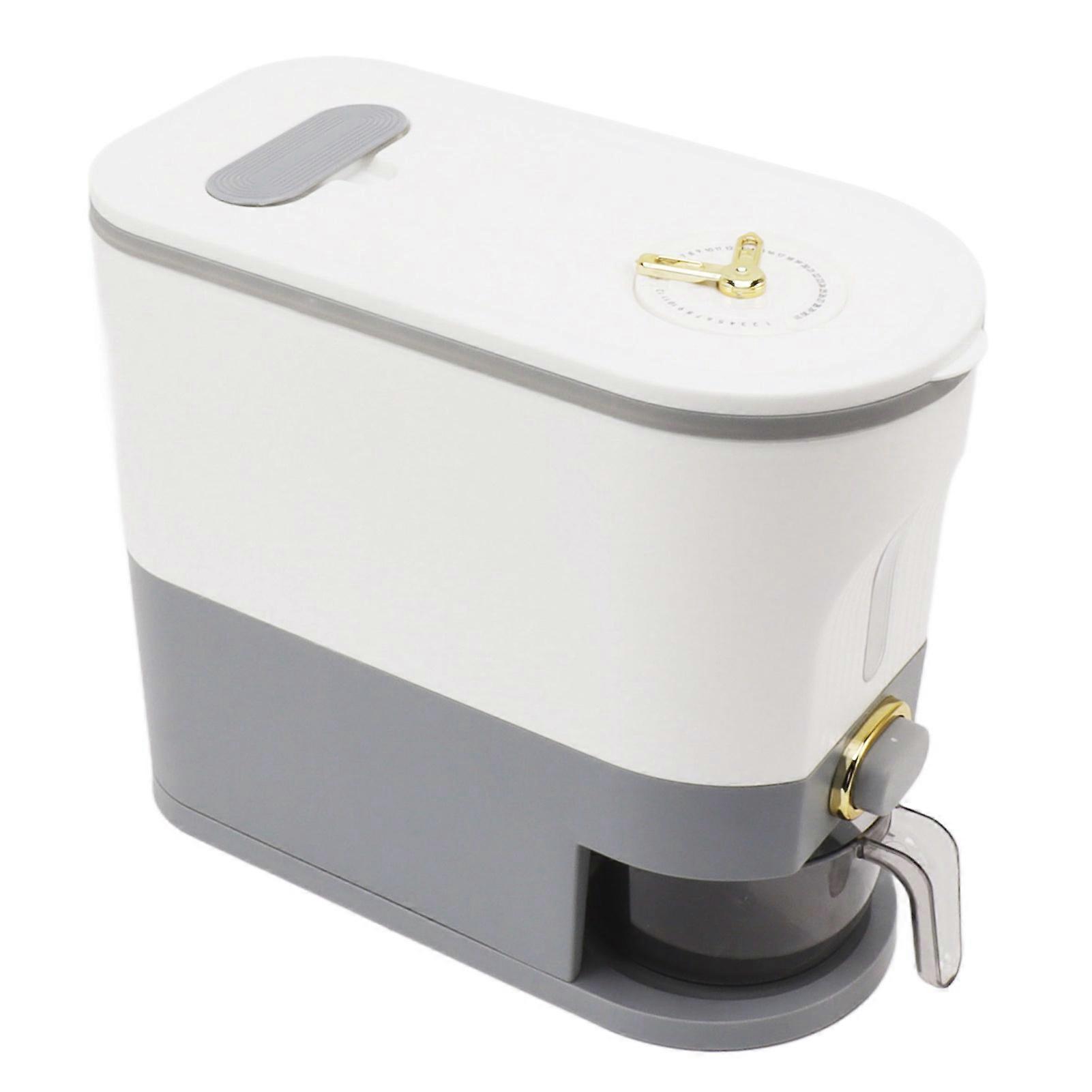Rice Dispenser Box Grain Food Storage Container Airtight Large Capacity for Home Kitchen Gray S 5L