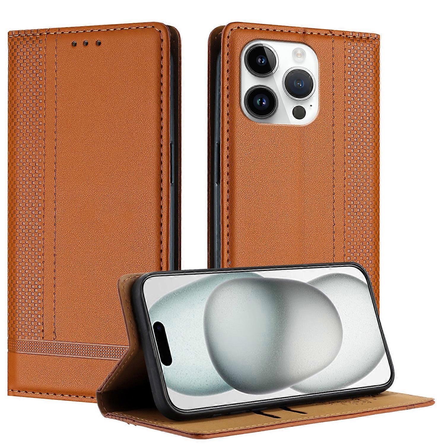 Case For iPhone 13 Pro, Vintage Stitch Leather Wallet Case Card Slot Kickstand Magnetic Closure Shockproof Flip Folio Case Cover