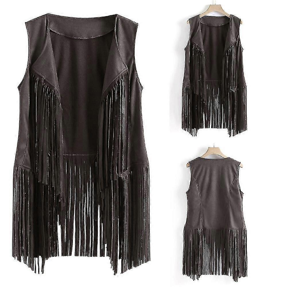 1920 년대 여성 카우보이 카우걸 술 양복 조끼 민소매 조끼 히피 자켓 레트로 오토바이 코트-yujia-YuJia