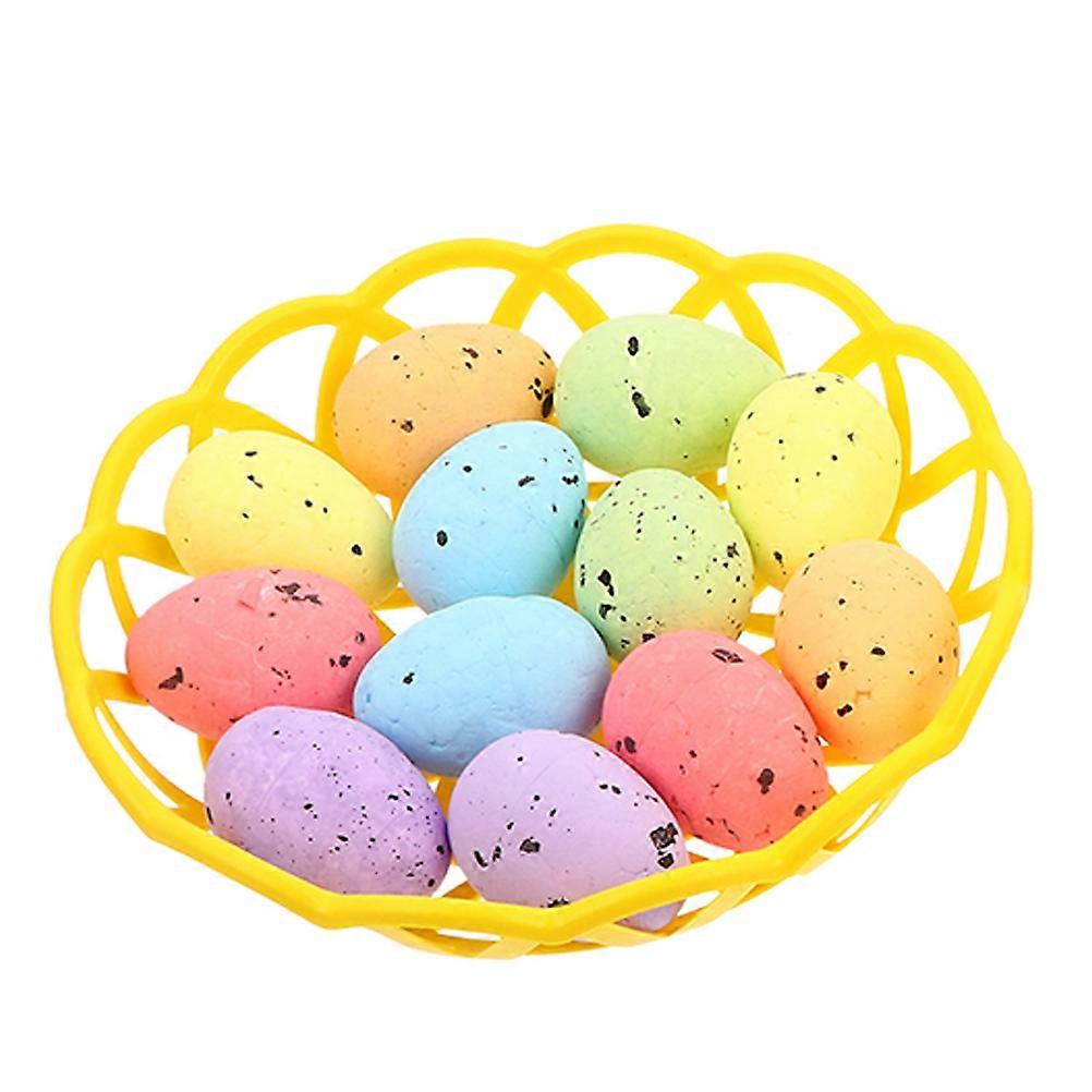 1 Set of Easter Colorful Eggs Foams Adornment Simulation Egg with Basket DIY Accessories