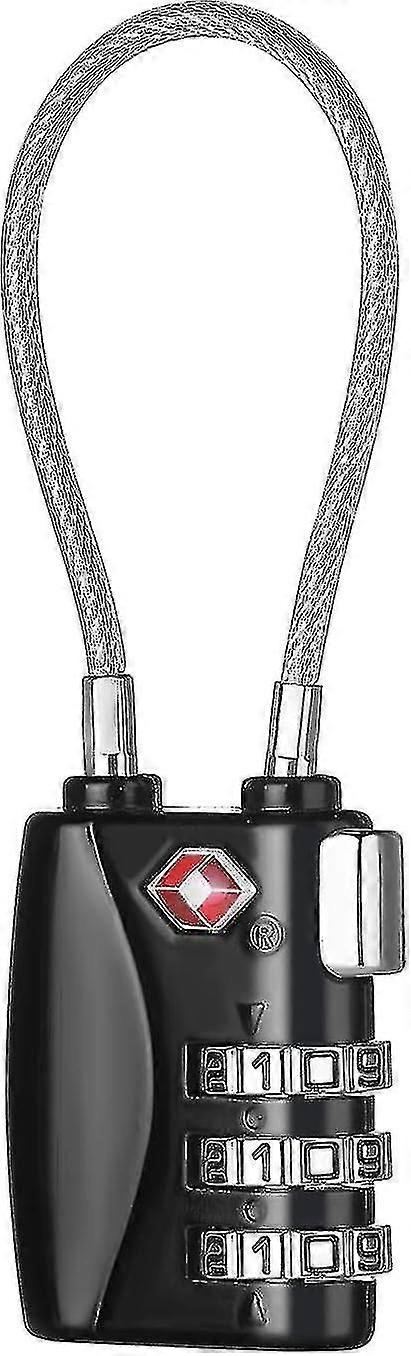 TSA Luggage Lock,3 Digit Combination Padlock Codes (Black, 1 Pack)