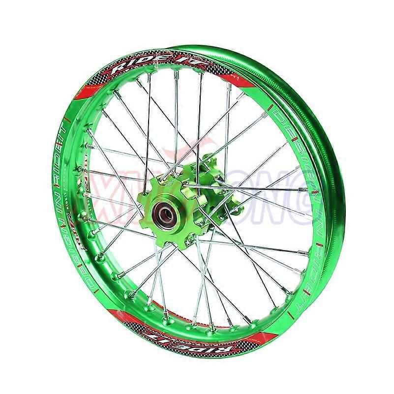 Green Pit Bike Racing 1.40 - 14" Inch Alloy Front Wheel Rim with CNC Hub 32 holes for tyre PIT PRO Thumpstar KTM CRF