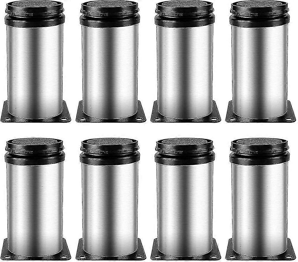 8 pacotes de móveis de 4 polegadas pernas ajustáveis, pernas metálicas de aço inoxidável, redondo