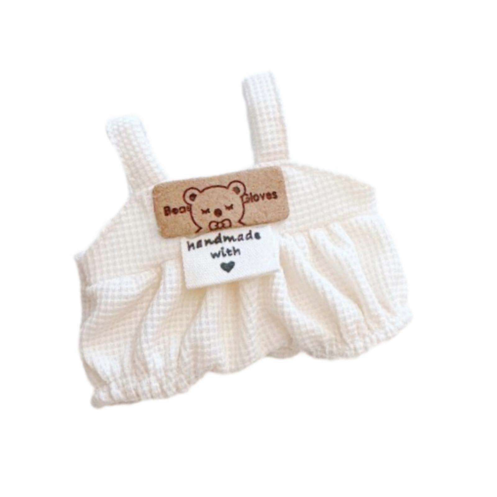 Plush Doll Suspender DIY Educational Hands on Jumpsuit Romper for 15cm Dolls beige