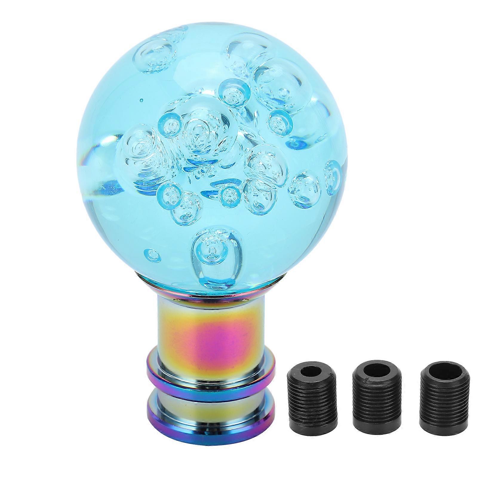 Shift Knob Acrylic Cyan Color Ball Style with 3 Plastic Adapter Universal for Auto Modification