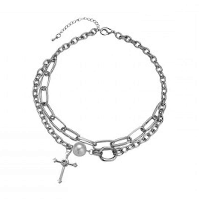 Mode Punk Style Perle Pendentif Collier Simple Tendance Multicouche Choker