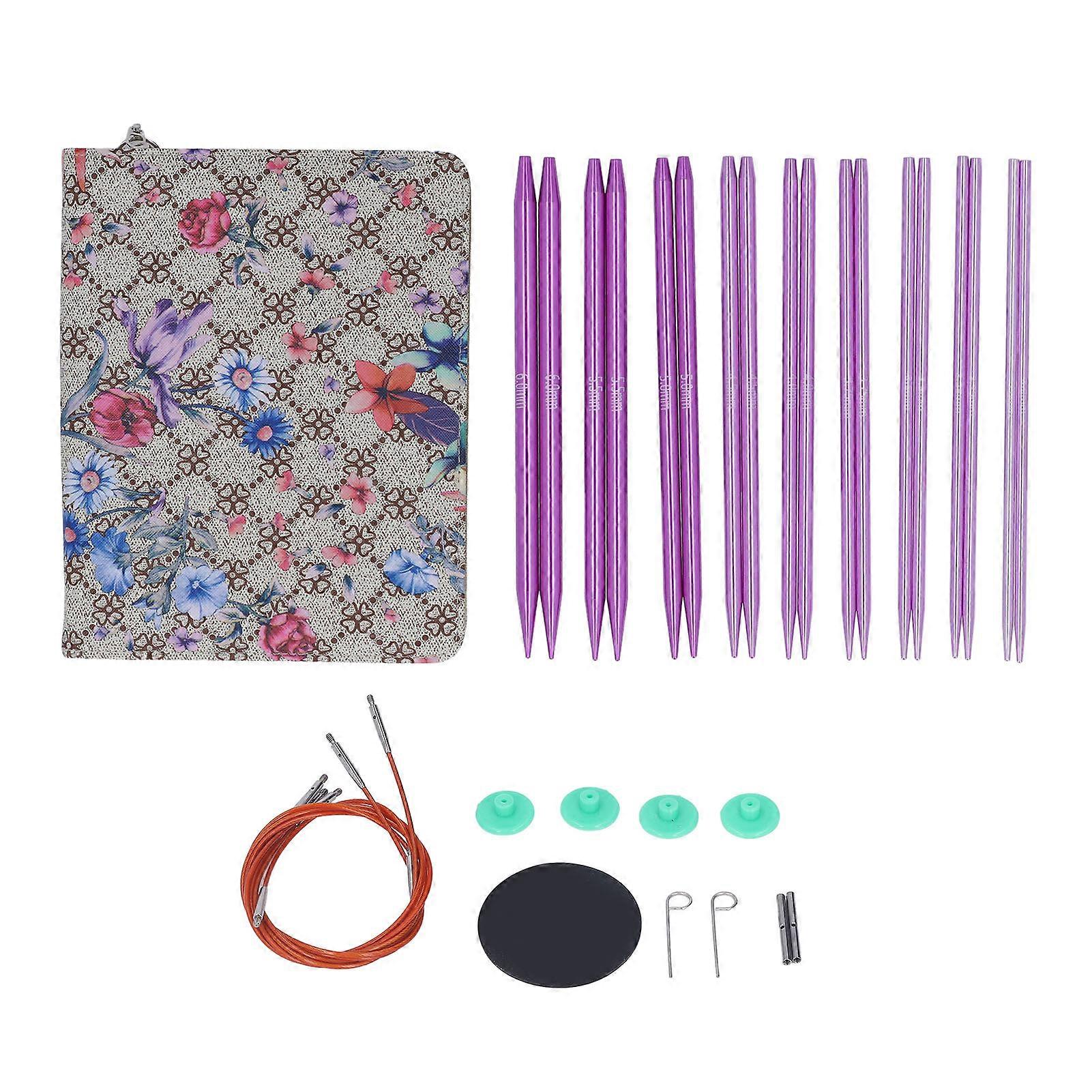 Interchangeable Circular Knitting Needles Set 3.0 to 6.0mm Polished Portable Knitting Needles Set with Ergonomic Handle
