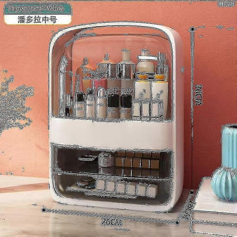 ファッション新しいメイクアップオーガナイザー大容量防水および防塵バスルーム化粧品収納ボックスD