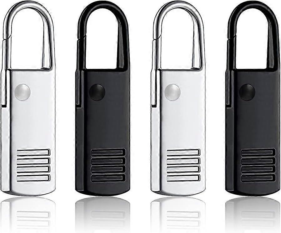 4 spare zip tabs, universal zipper clip, suitcase, backpack - black and silver