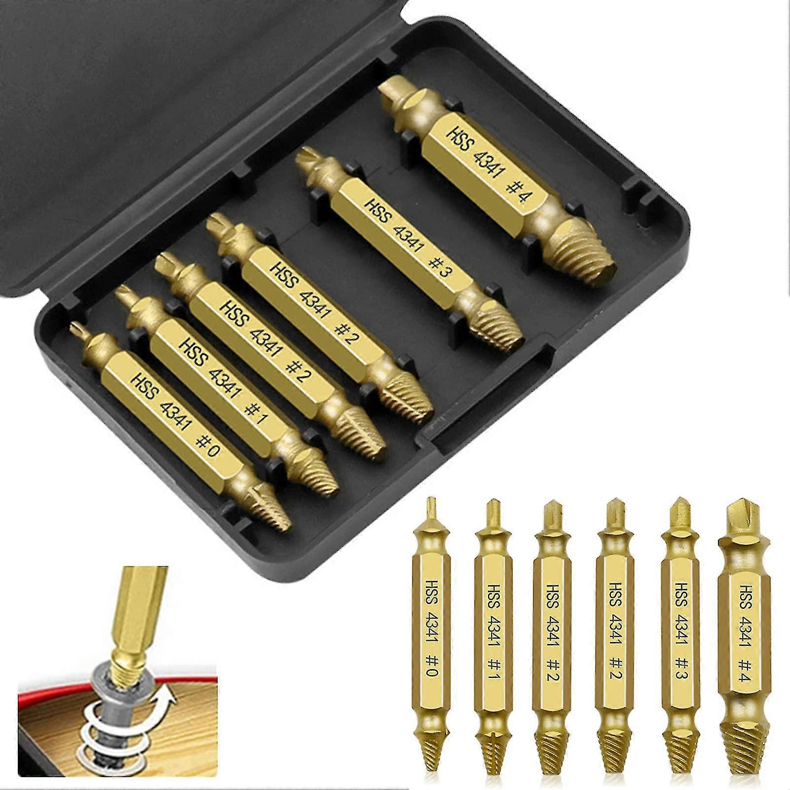 6pcs Broken Screw Extractor Kit Damaged Screw Extractor Kit(gold)