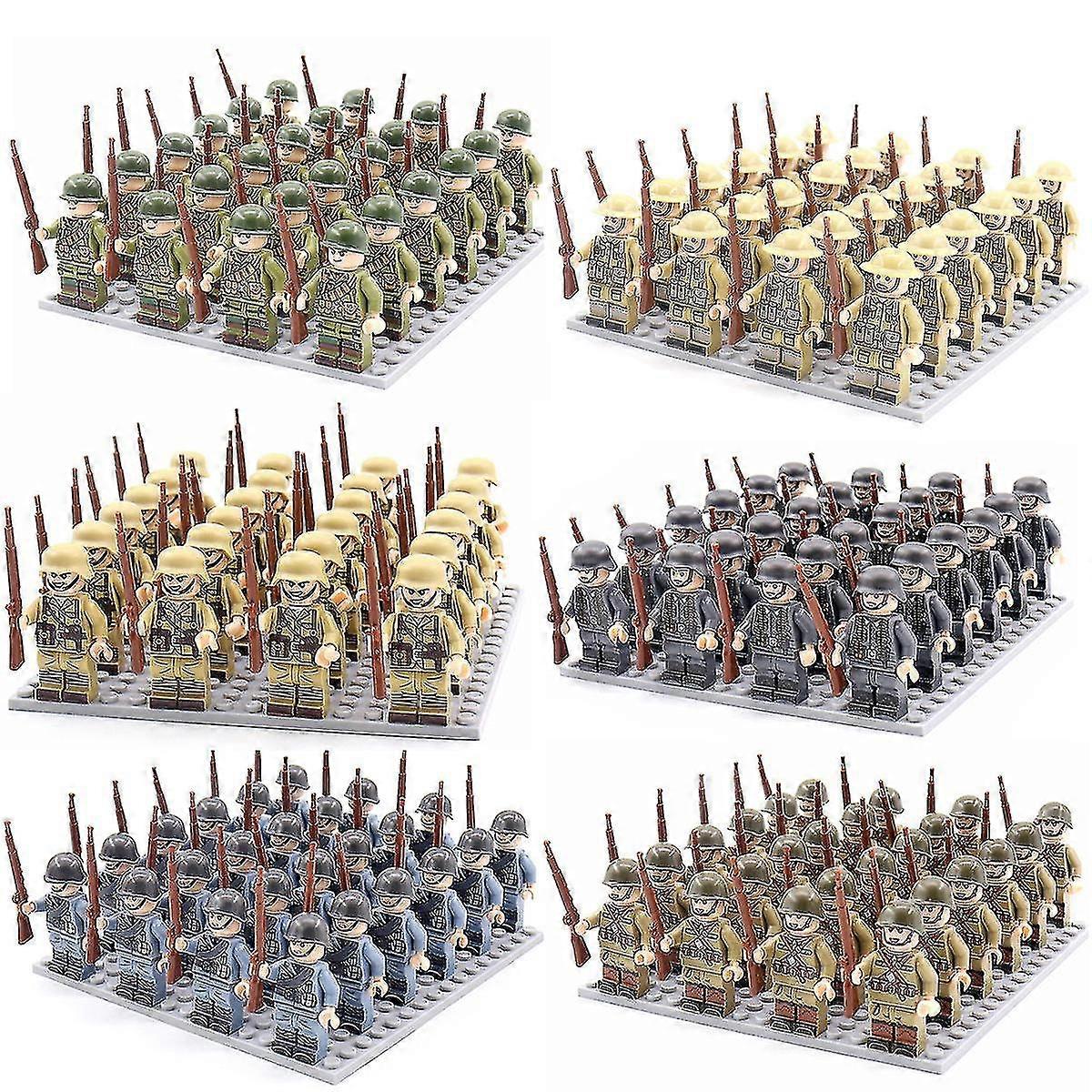24 PC 군사 인물 빌딩 블록 독일어 소비에트 미국 프랑스 영국 군인 벽돌 장난감, 미니 액션 피규어 인형 아이 생일 파티 선물