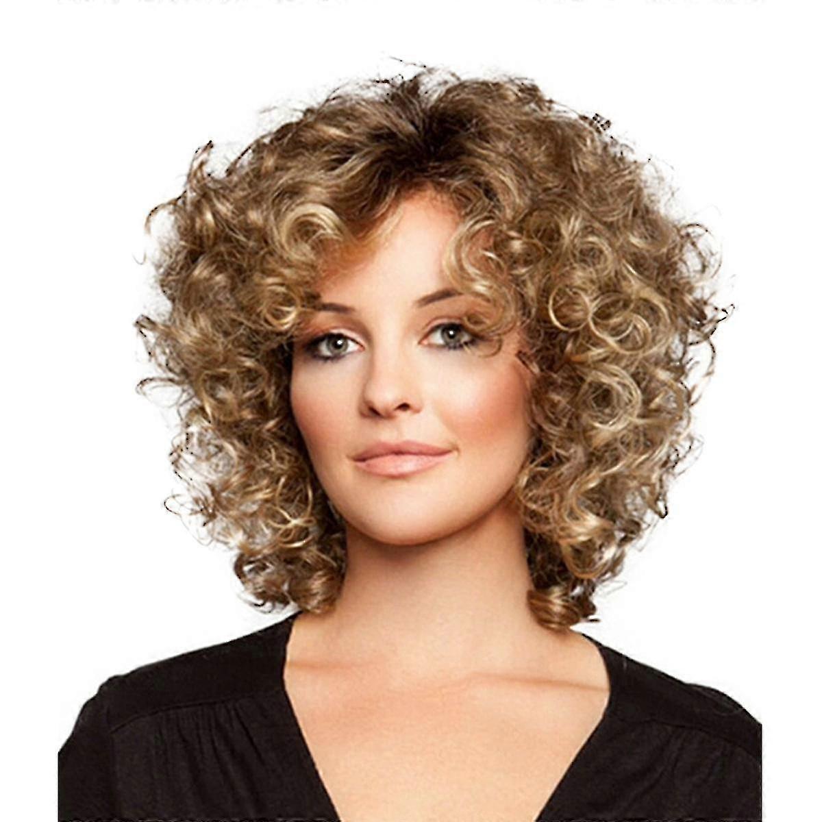 womens cosplay real natural full wig ladies short wavy curly hair wigs
