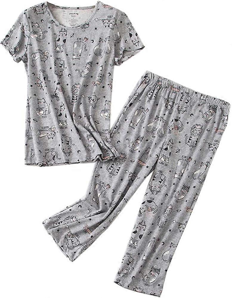 [newpattern] komplet pyžamo femme pyžamo en coton top avec Capri pyžamo mignon