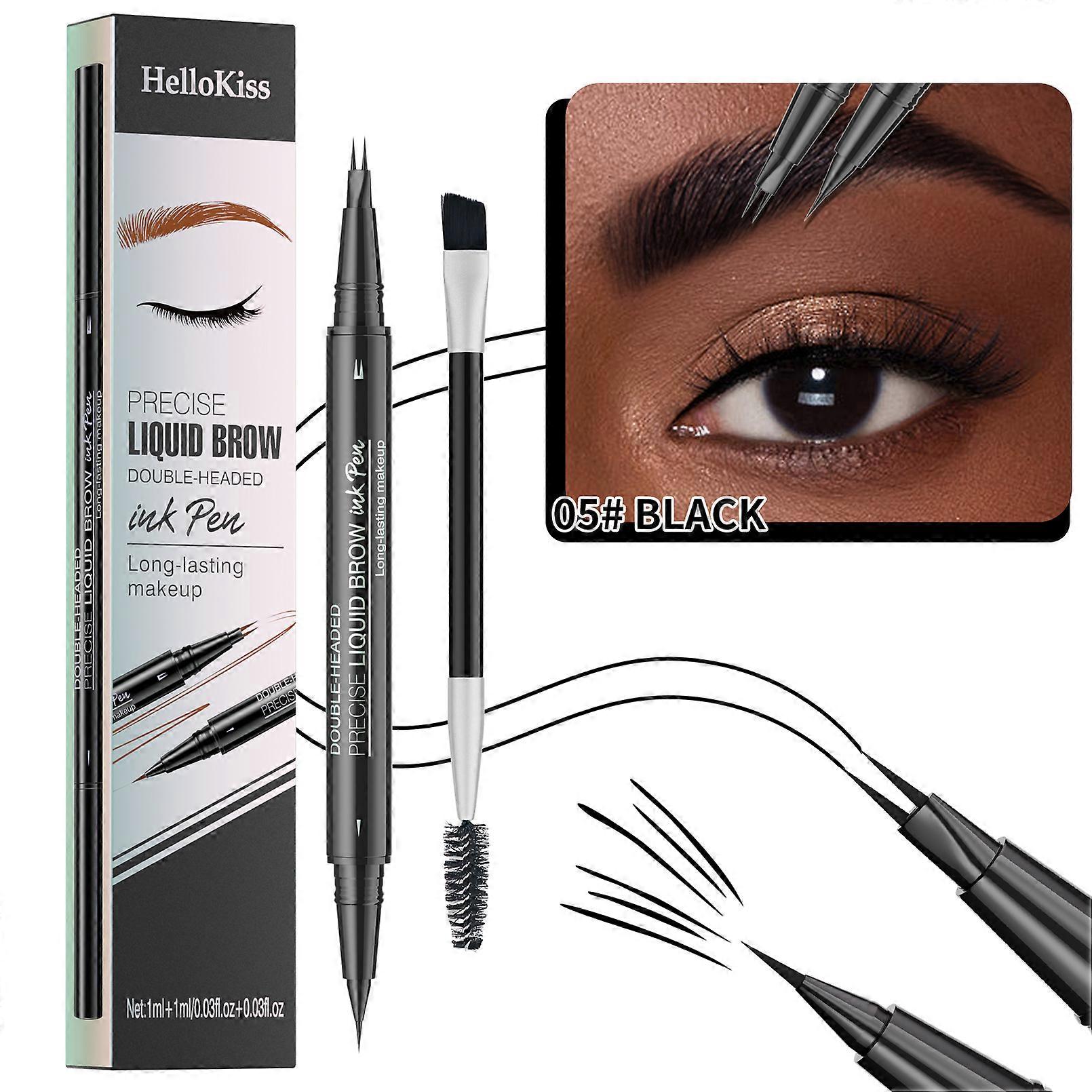 Natural Brow Eyebrow Pen, New 2-In-1 Dualended Microblading Eyebrow Pencil, with Micro-Fork-Tip and Precise Brush-Tip, Create Natural Hair-Like Brows,