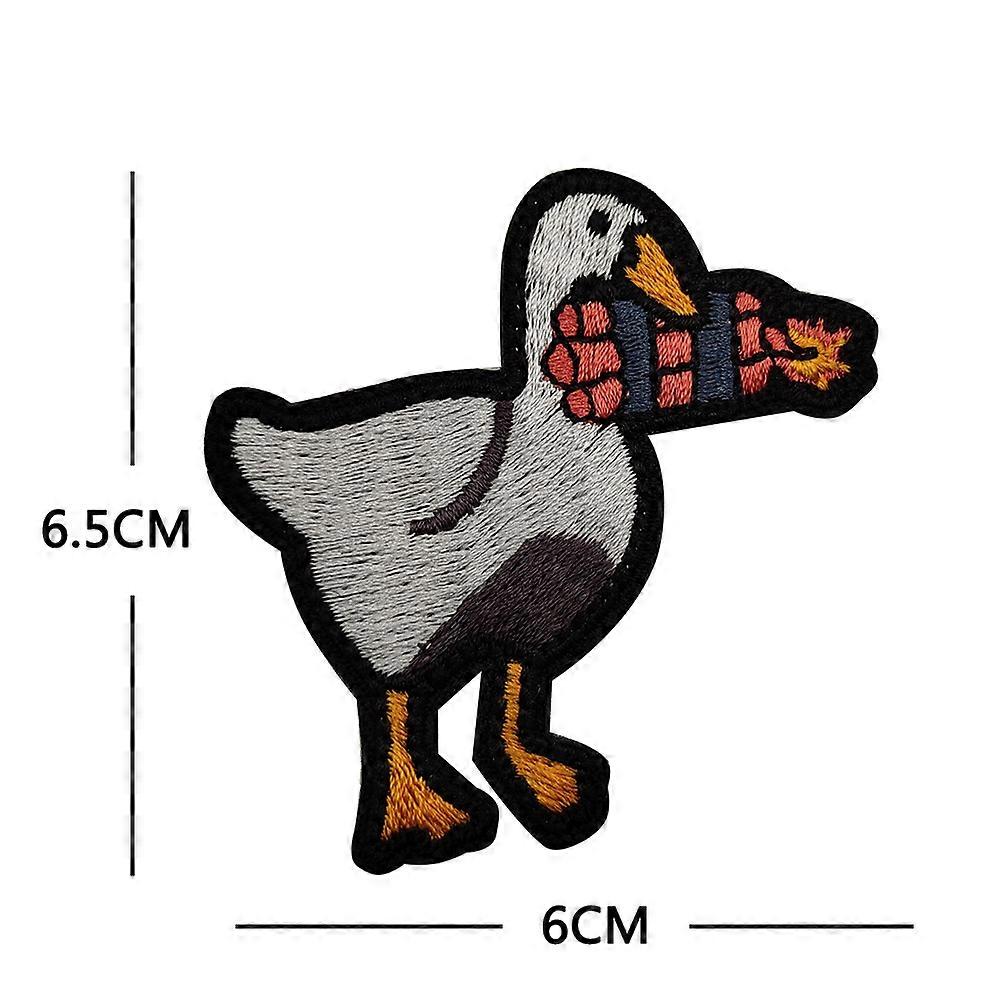 Funny patches cute duck bite knife explosion patches military tactical patches decorative embroidery patches ring hook patches suitable for backpacks 