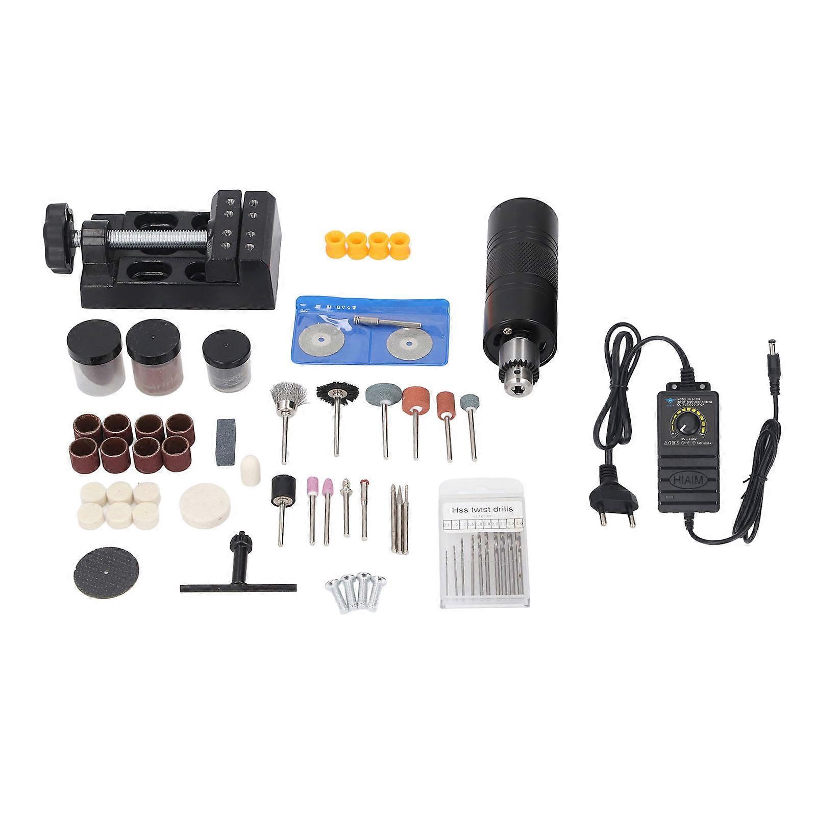 Rotationswerkzeugsatz 6500 U/min Variable Geschwindigkeit Präzises Bohrfutter Kleines elektrisches Schleifen Polieren Schnitzstift Set EU-Stecker