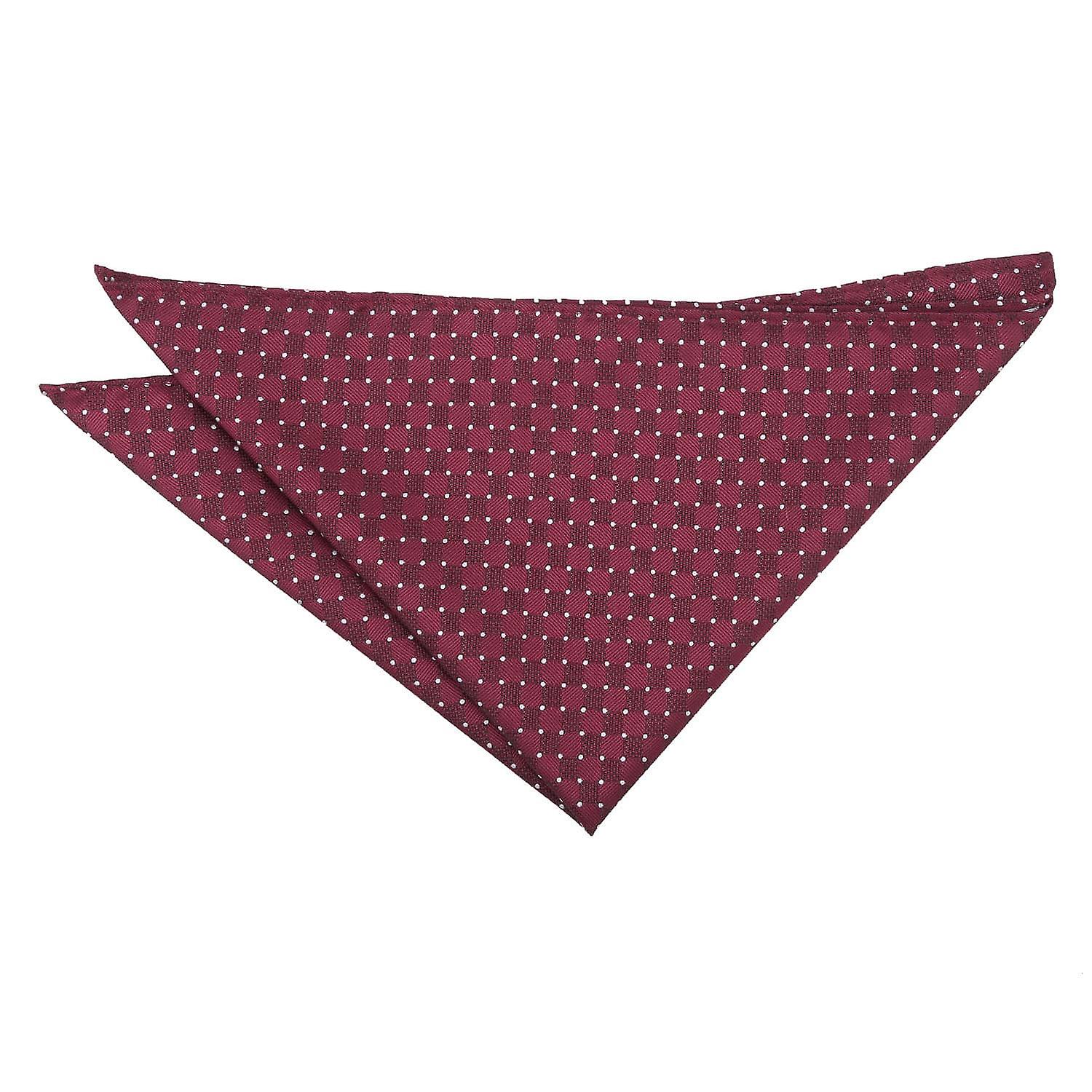 Burgundy and White Geometric Pin Dot Pocket Square