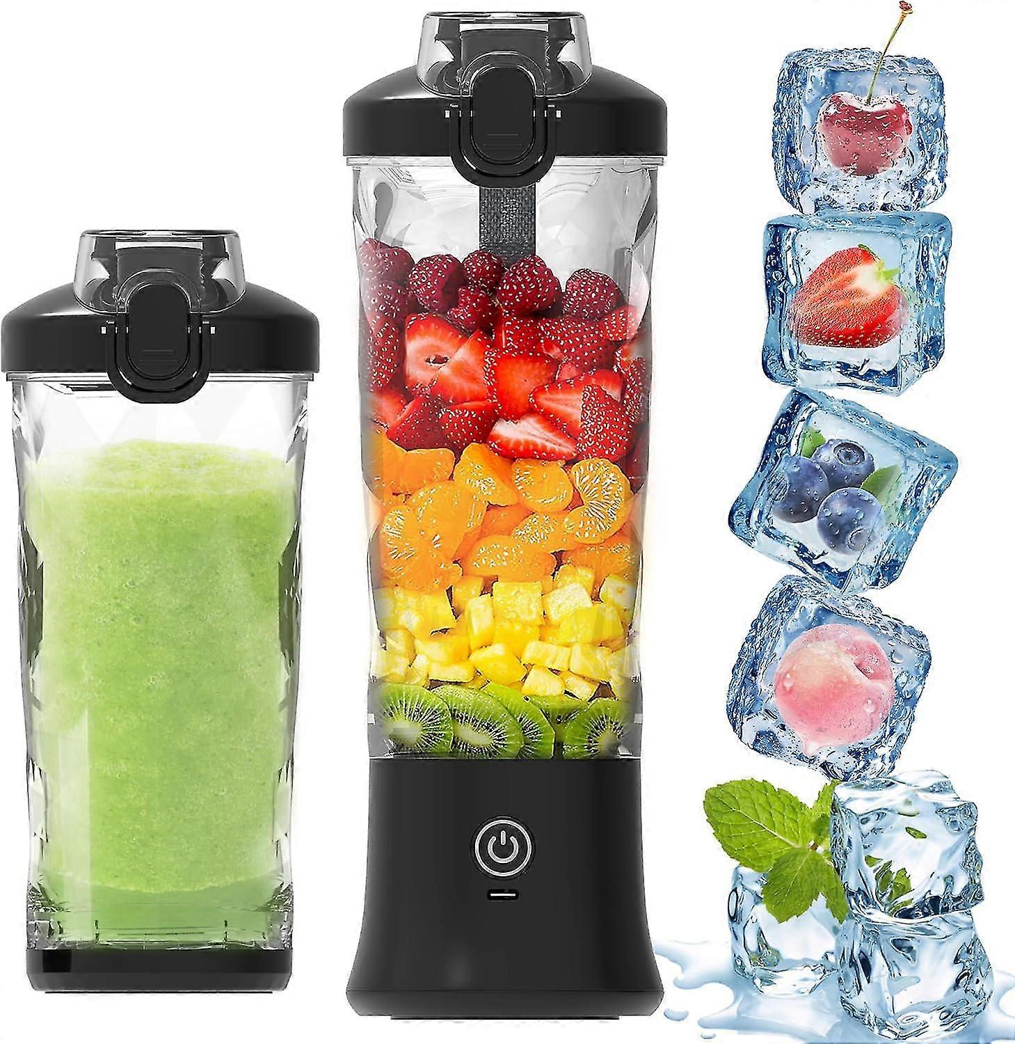 Portable Blender -personal Size Blender 6 Blades,270w Powerful Blender For Shakes And Smoothies, 20 Oz Mini Blender Cup With Travel Lid And Usb Rechar