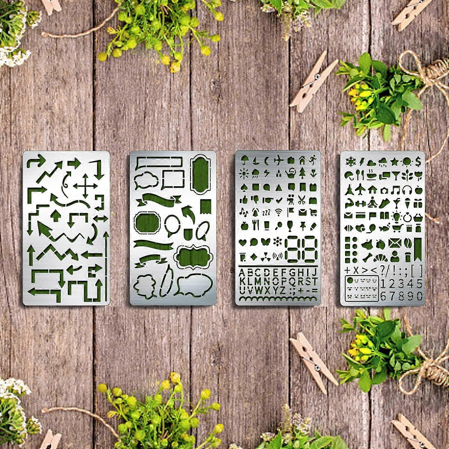 4PCS 7x4 Inch Metal Alphabet Number Stencils Arrow Symbol Stencil Template for DIY Scrapbooking Photo Album Decorative Embossing Card