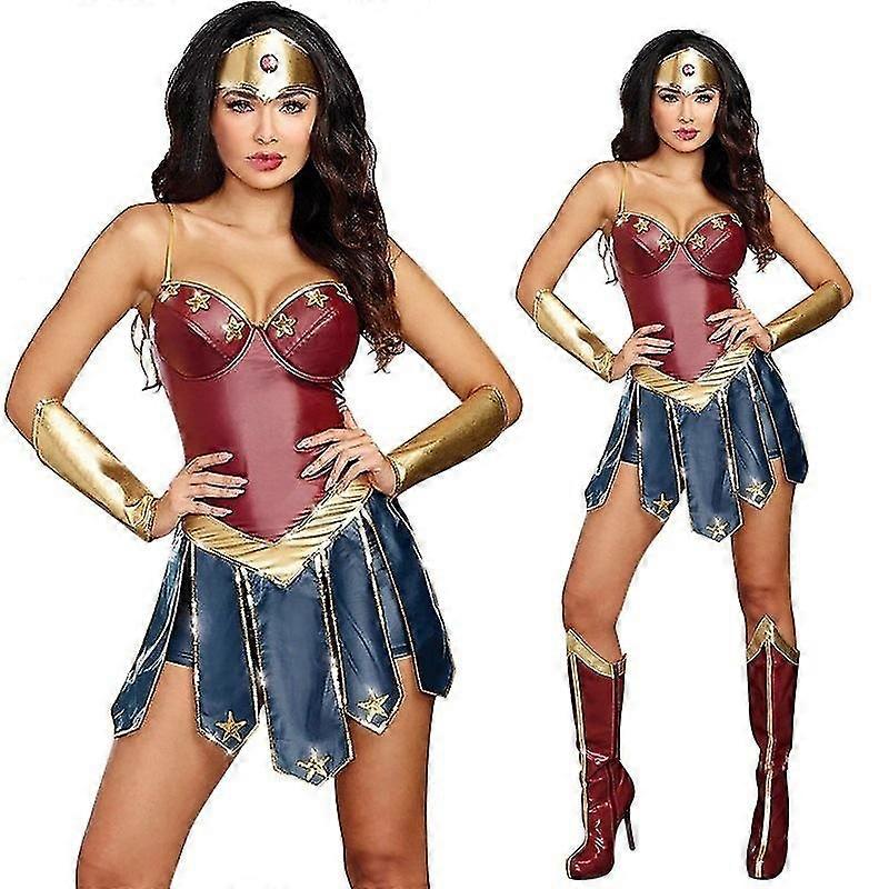 Funidelia – Kit Wonder Woman – Déguisement Adulte Taille L – T-shirt, Cape, Diadème, Serre-poignets – Licence DC Comics