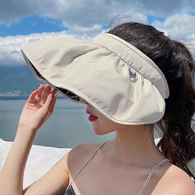 Summer Shell Sunshade Hat UV Protection Dual Use Hair Hoop Sun Hat for Women Outdoor Beach Soft Foldable Wide Brim Bucket Caps