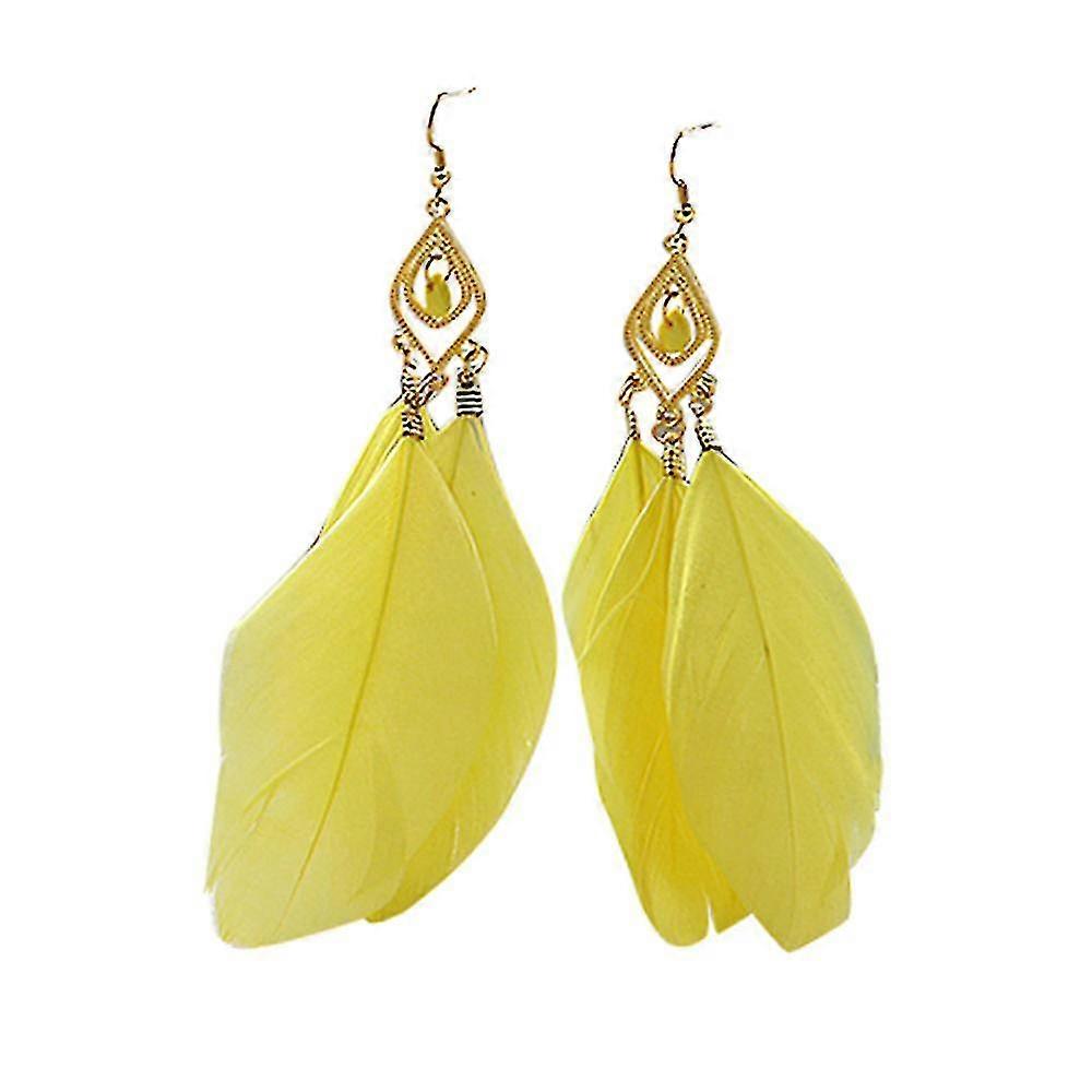 1 Pair Elegant Lady Feathers Dangle Hook Wedding Prom Party Earrings Gift