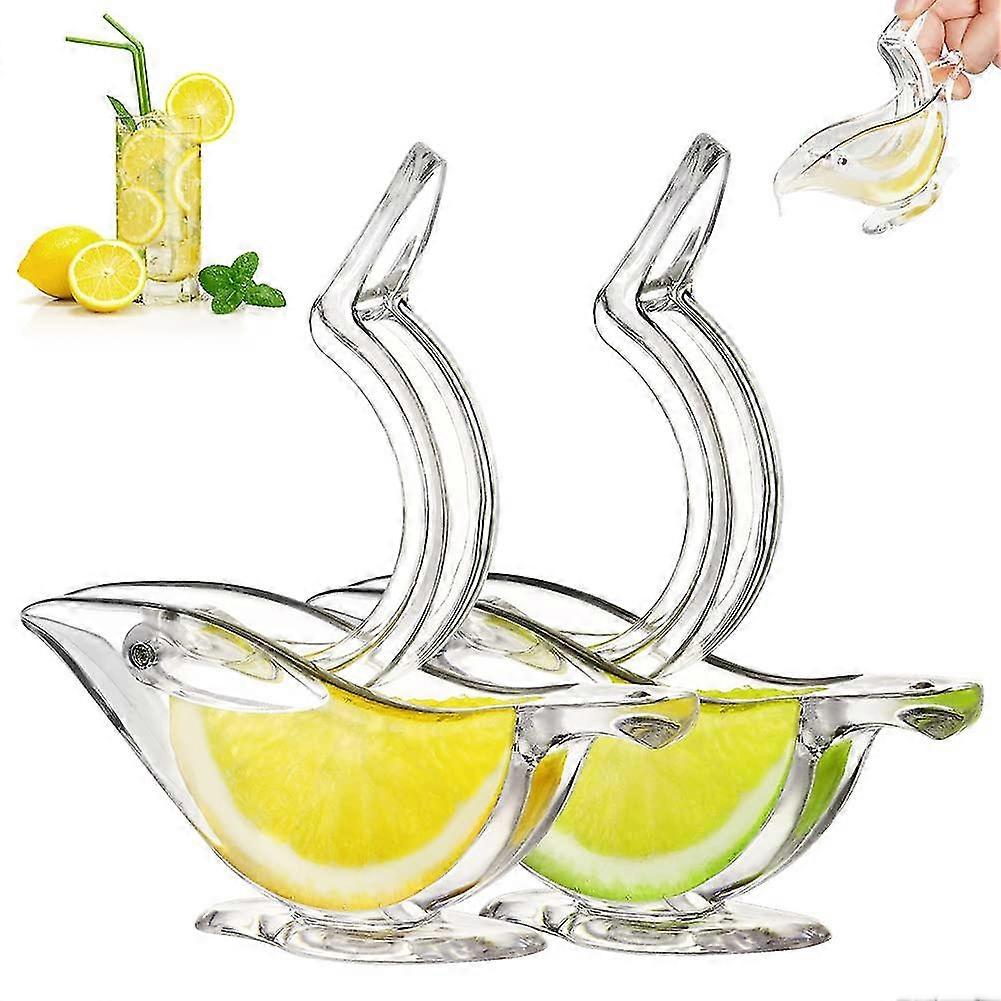 Deluxe Design Individual Lemon Squeezer, Lemon Squeezer Manual Hand Squeezer Acrylic Tableware Transparent Serving Tableware(2PCS White)