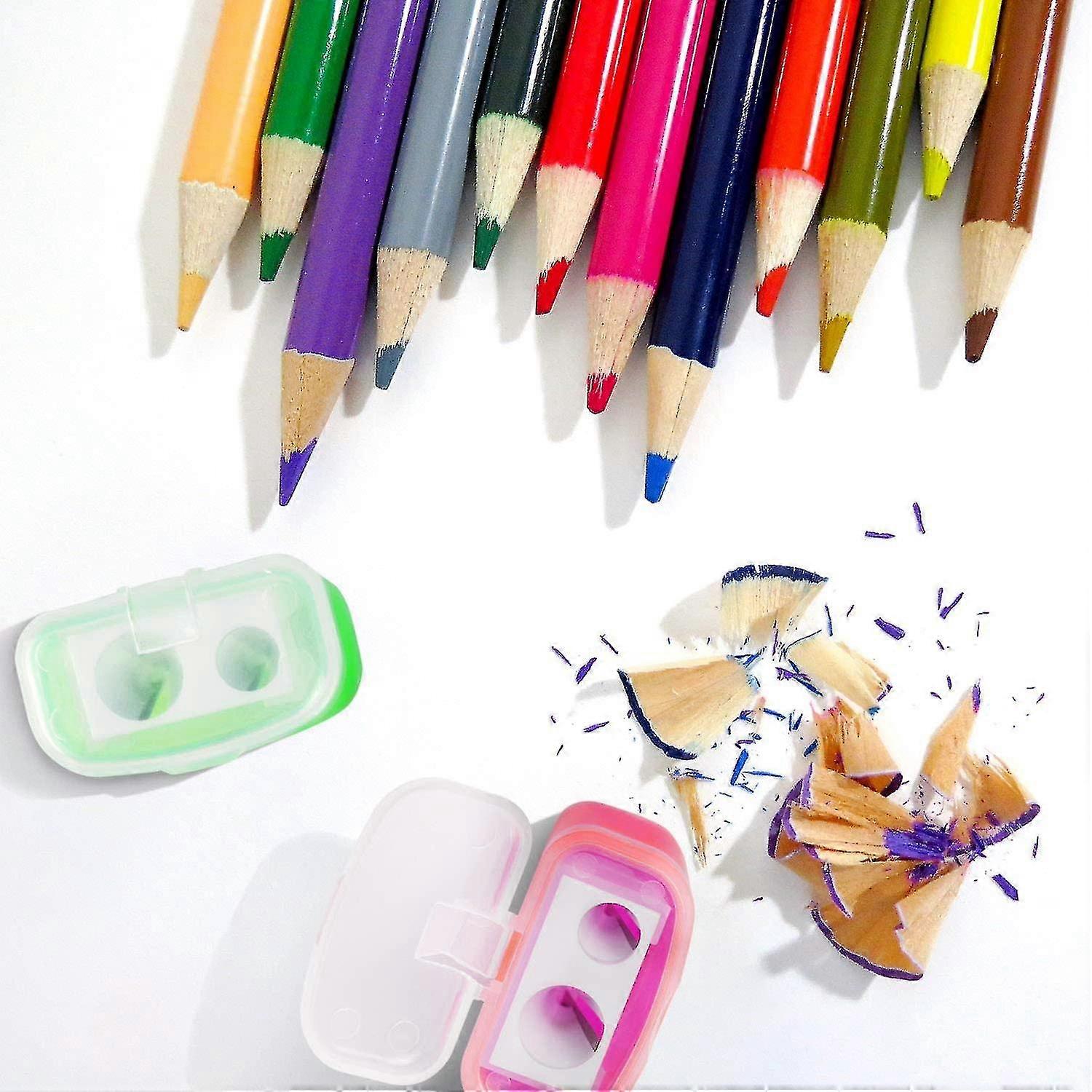 Shxx Pencil Sharpener, 4 Pack Double Hole Pencil Sharpener Small Pencil Sharpener Manual Hand Pencil Sharpeners With Lid Yst-a823