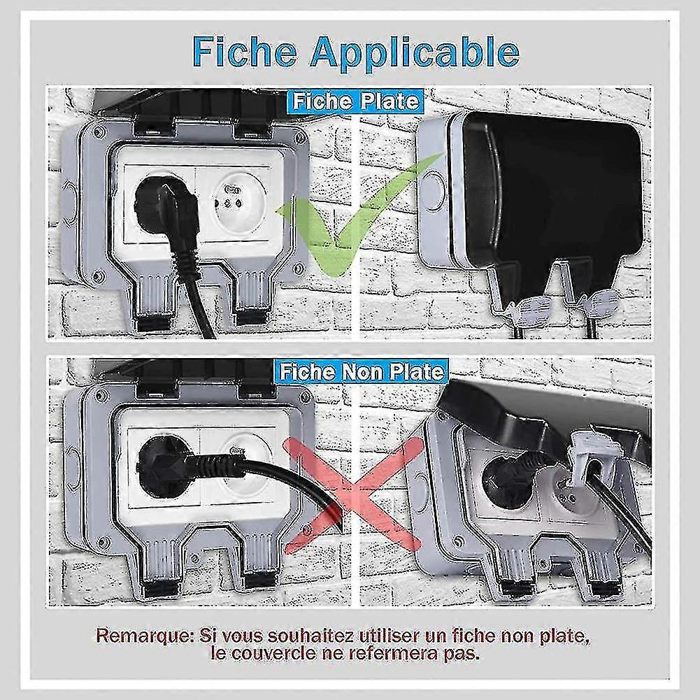 Waterproof Socket Double Outdoor Electrical Socket Ip66 Waterproof Wall Socket--