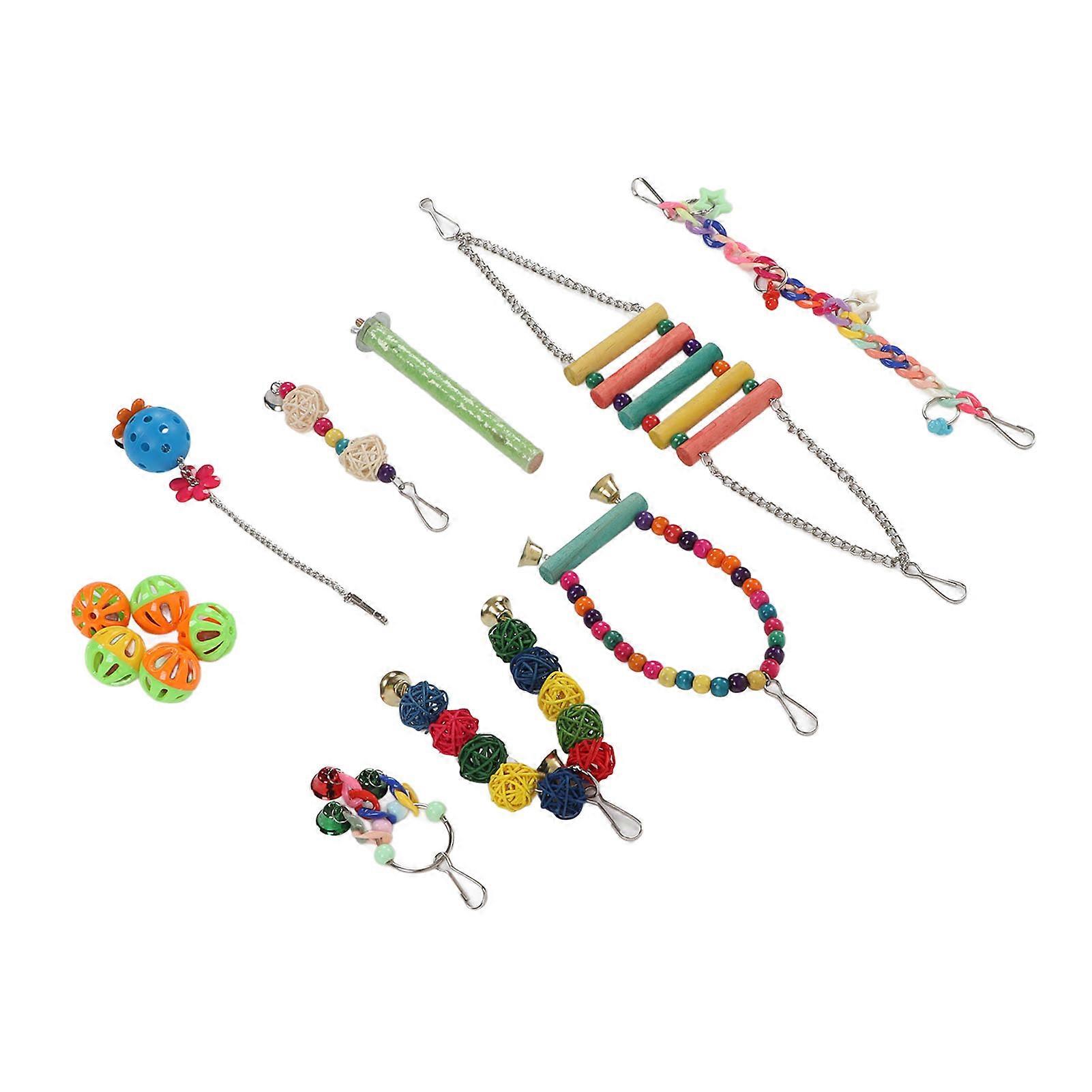 Swing Parrot Chewing Toy Rattan Chain Hanging Standing Climbing Colorful Bird Parakeet Toy