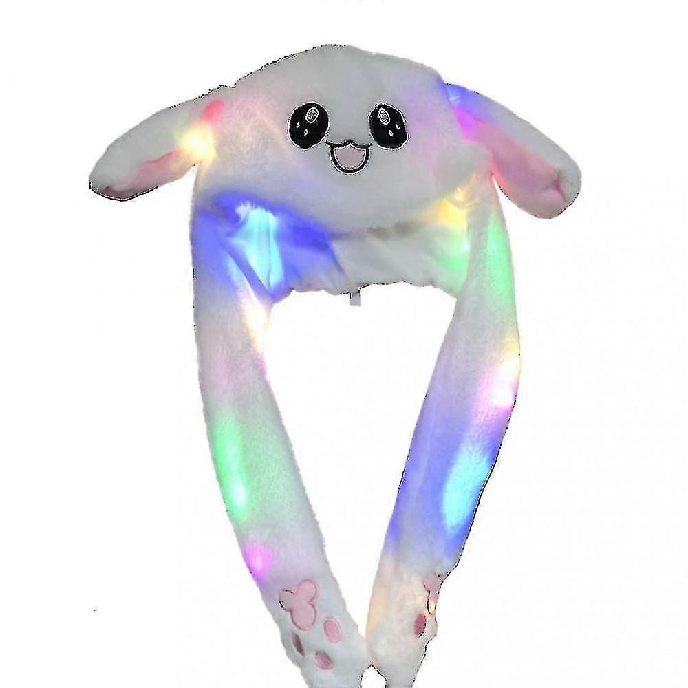 Led Glowing Plush Bunny Funny Hat With Moving Jumping Ears