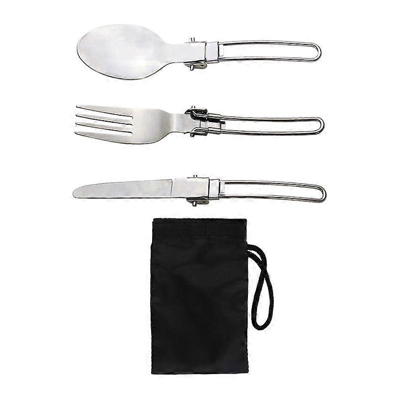 3pcs Foldable Stainless Steel Fork Knife