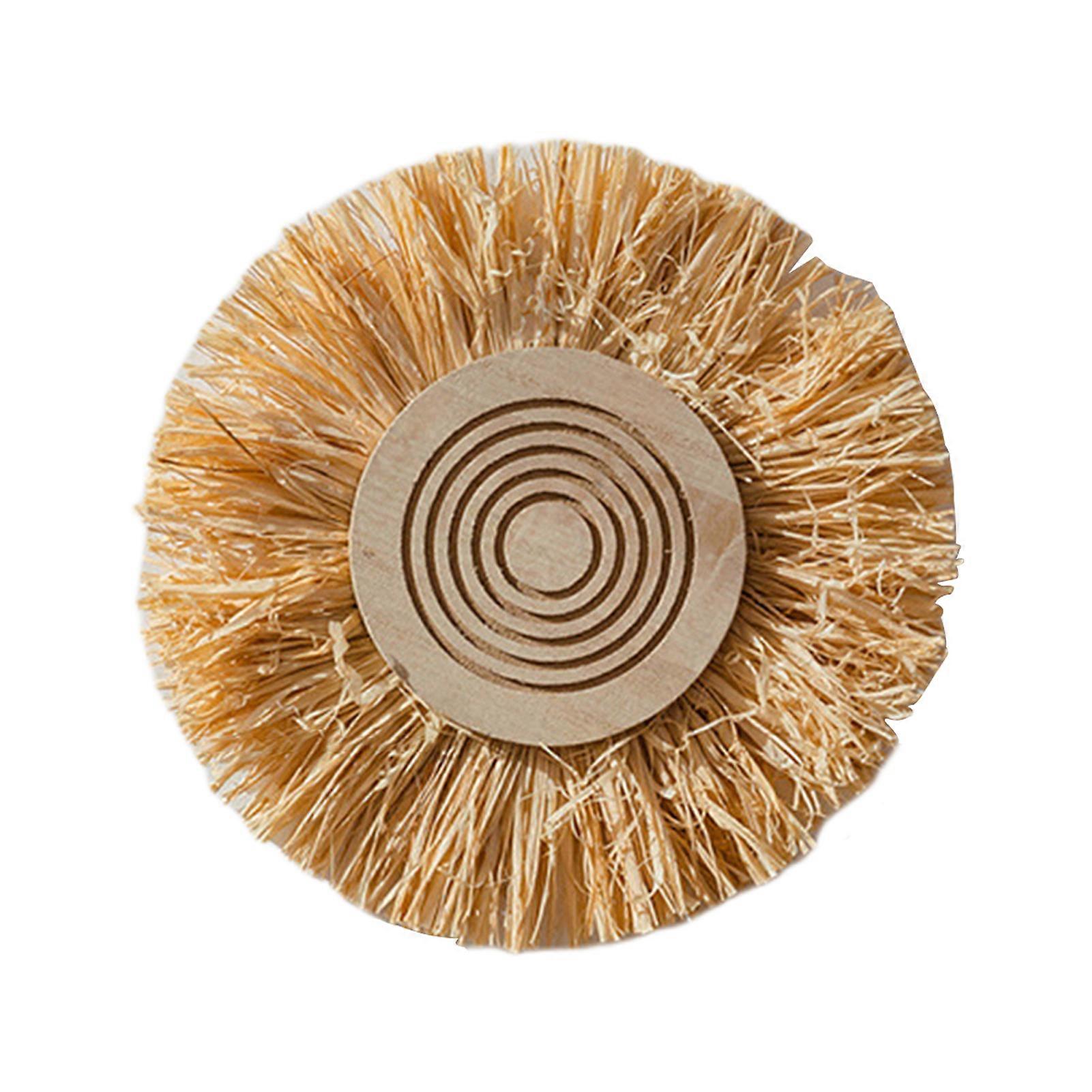 Bohemian Raffia Grass Wall Decoration Home Office Living Room Background Wall Art Rustic Handwoven Straw Round Leaf Pendant Ornament Christmas Gift