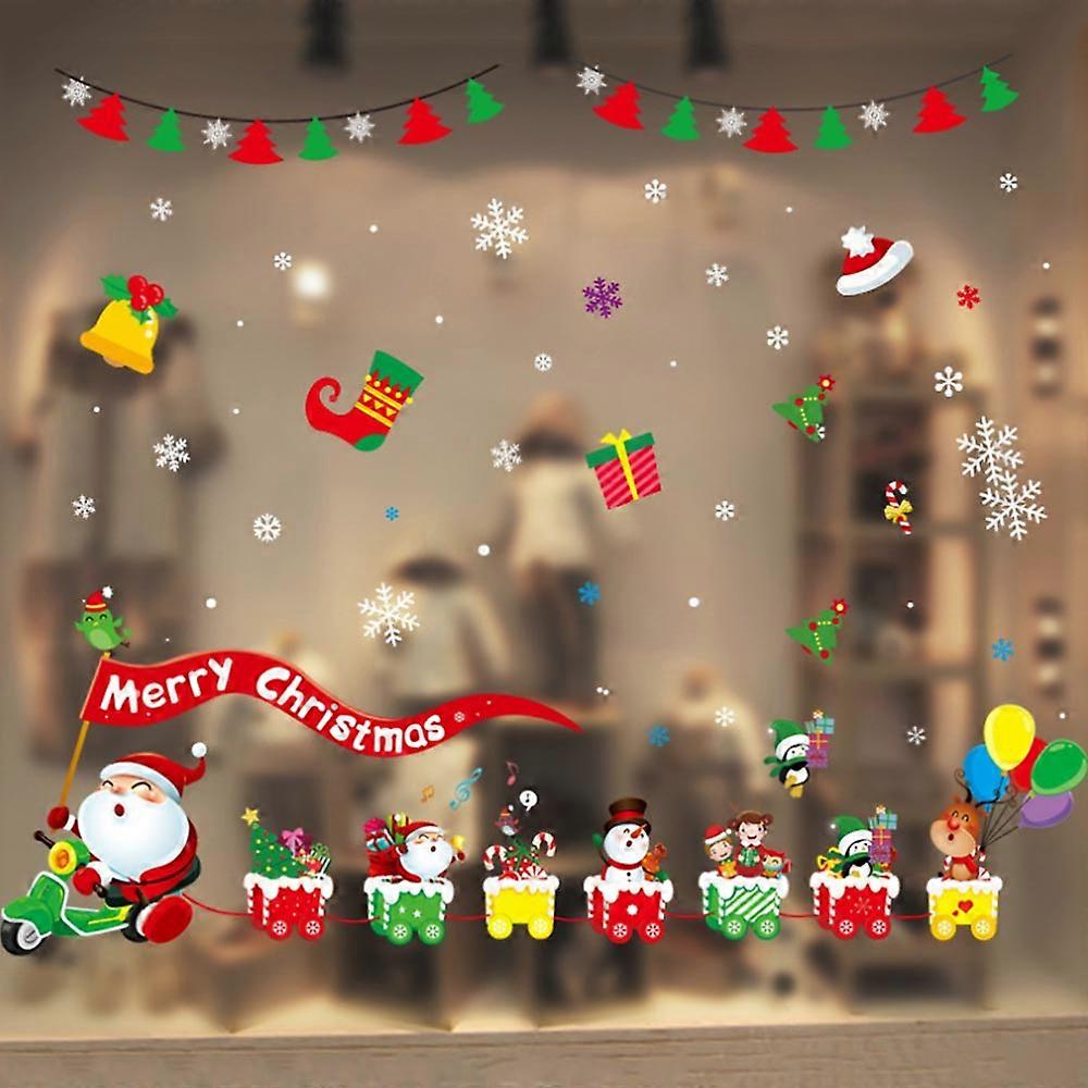 Christmas Static Stickers Xmas Wall Window Showcase Decoration