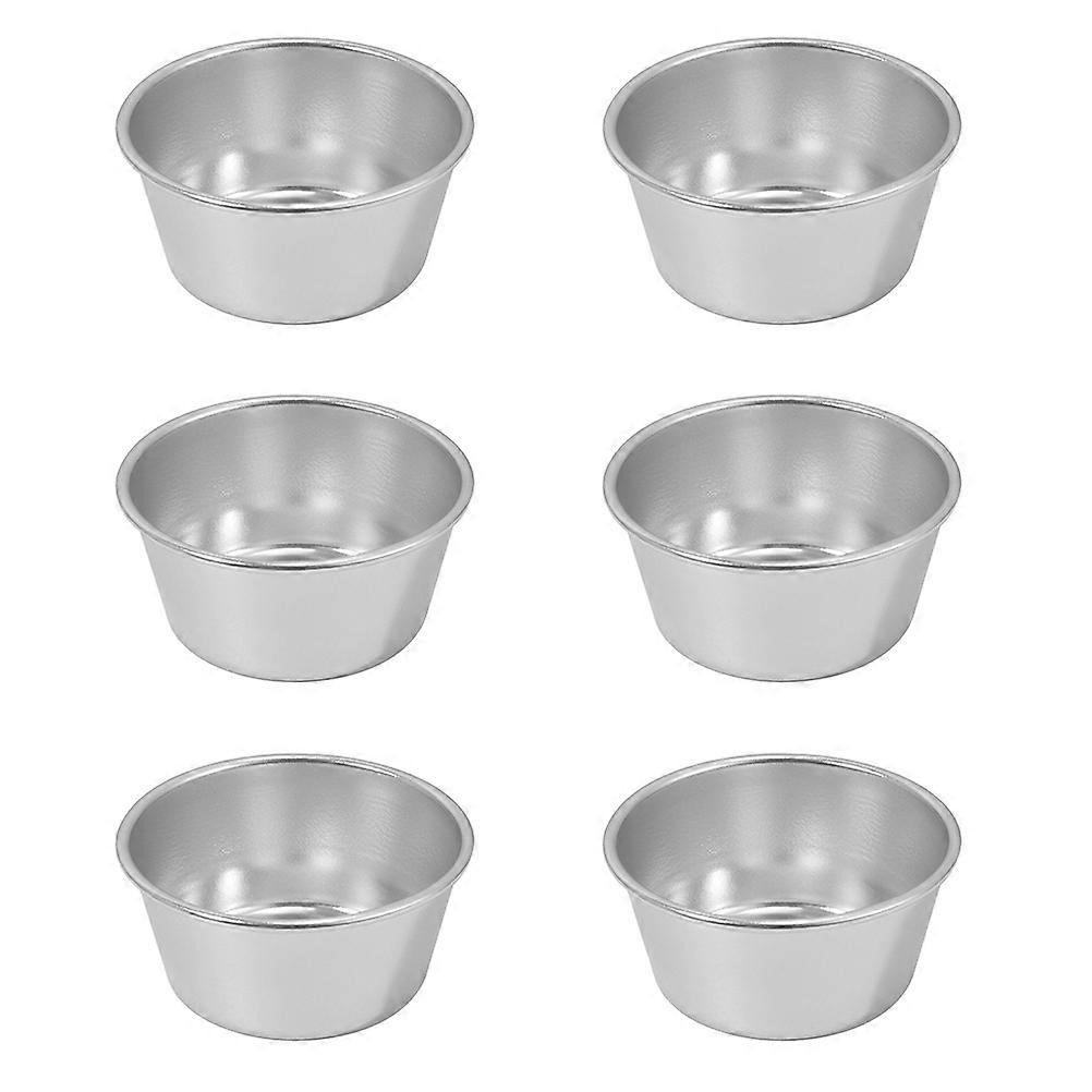6pcs Round Non-stick Pudding Cups Heat Resistant Pudding Baking Cups (Silver)