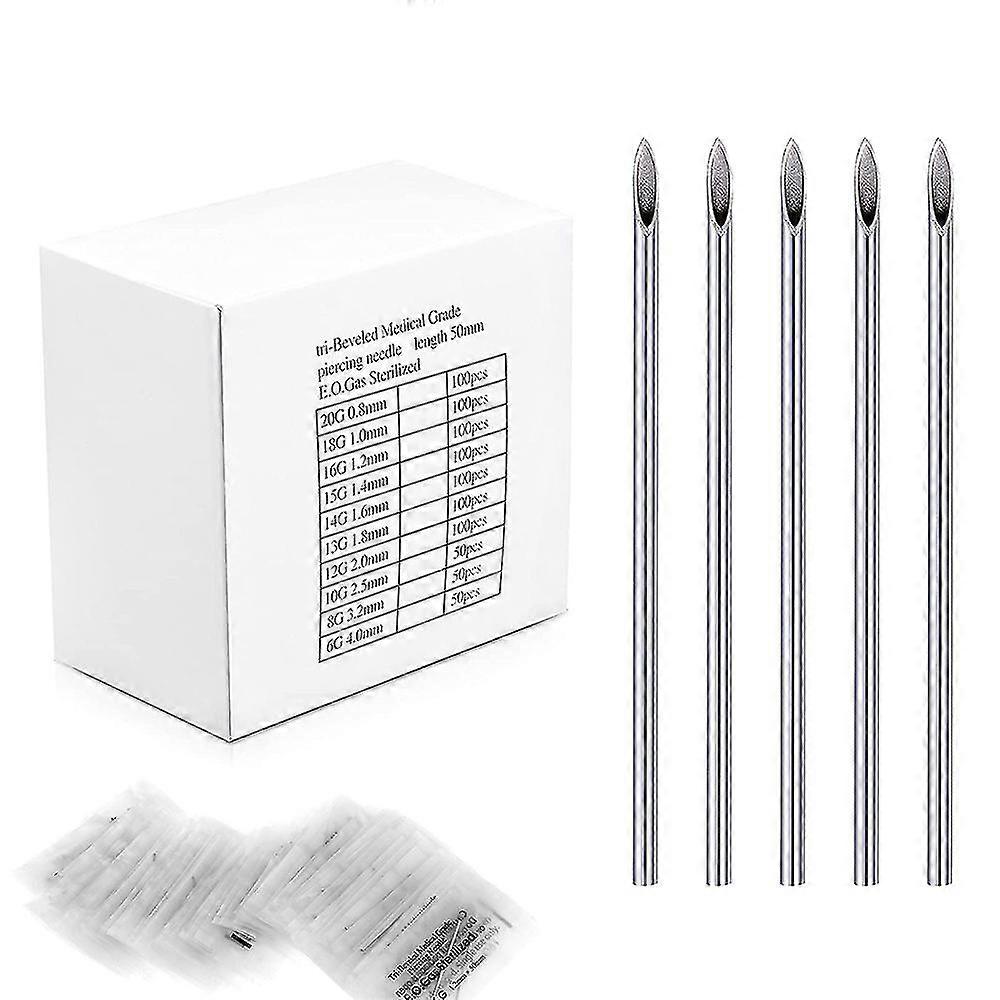 Piercing İğneleri - 100 adet 12g 20g Vücut Piercing İğneleri Vücut Kulak Göbek Burun Dudak Meme Için Tek Kullanımlık Profesyonel Piercing İğneleri